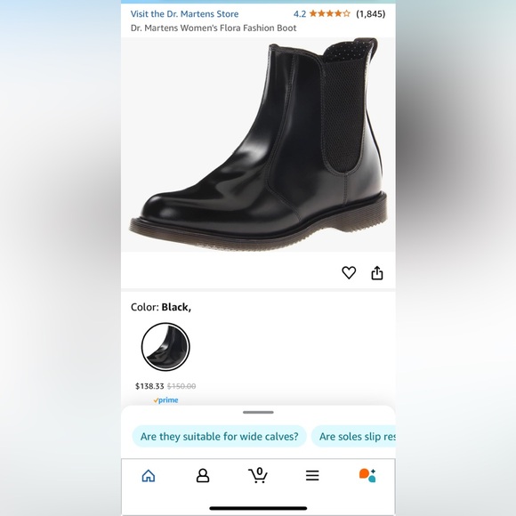 Dr. Martens Flora Sleek Black Chelsea Ankle Boots Brand New Sz 7 Leather - Picture 11 of 13